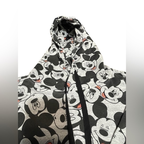 Disney Mickey Mouse Cropped Hoodie Sweatshirt Women's Size Medium Grey - Picture 10 of 16